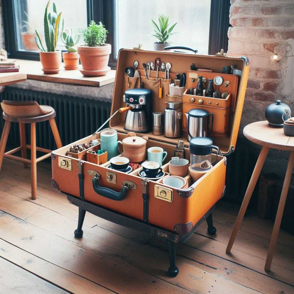Vintage Suitcase Charm For Farmhouse Coffee Bar