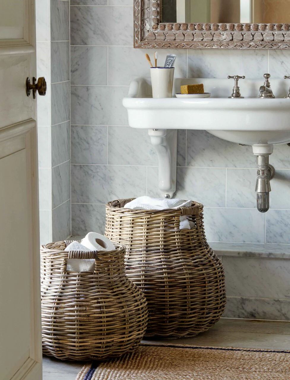 Wicker Baskets Rustic Storage for French Farmhouse Bathroom