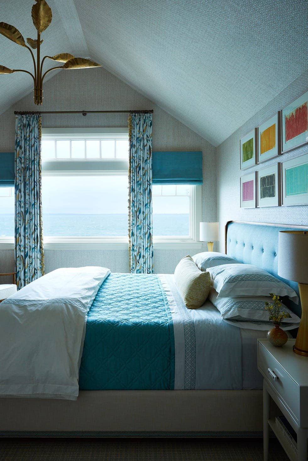 Moody Coastal Bedroom Trend Layering Pillows