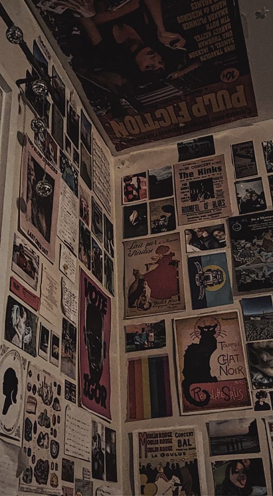 Artistic Wall Displays in Dark Academia Aesthetic Bedroom