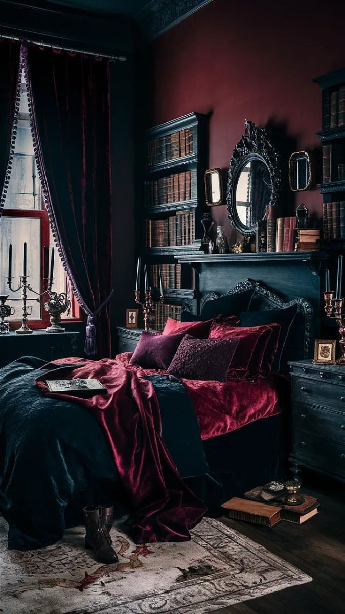 Dare Moody Victorian Bedroom Rich Reds and Black