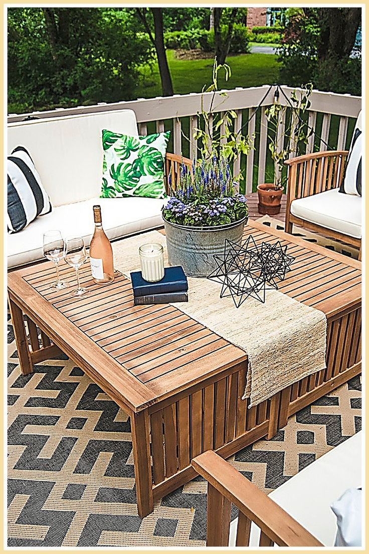 Layer Textiles for Comfort for Outdoor Coffee Table Decor