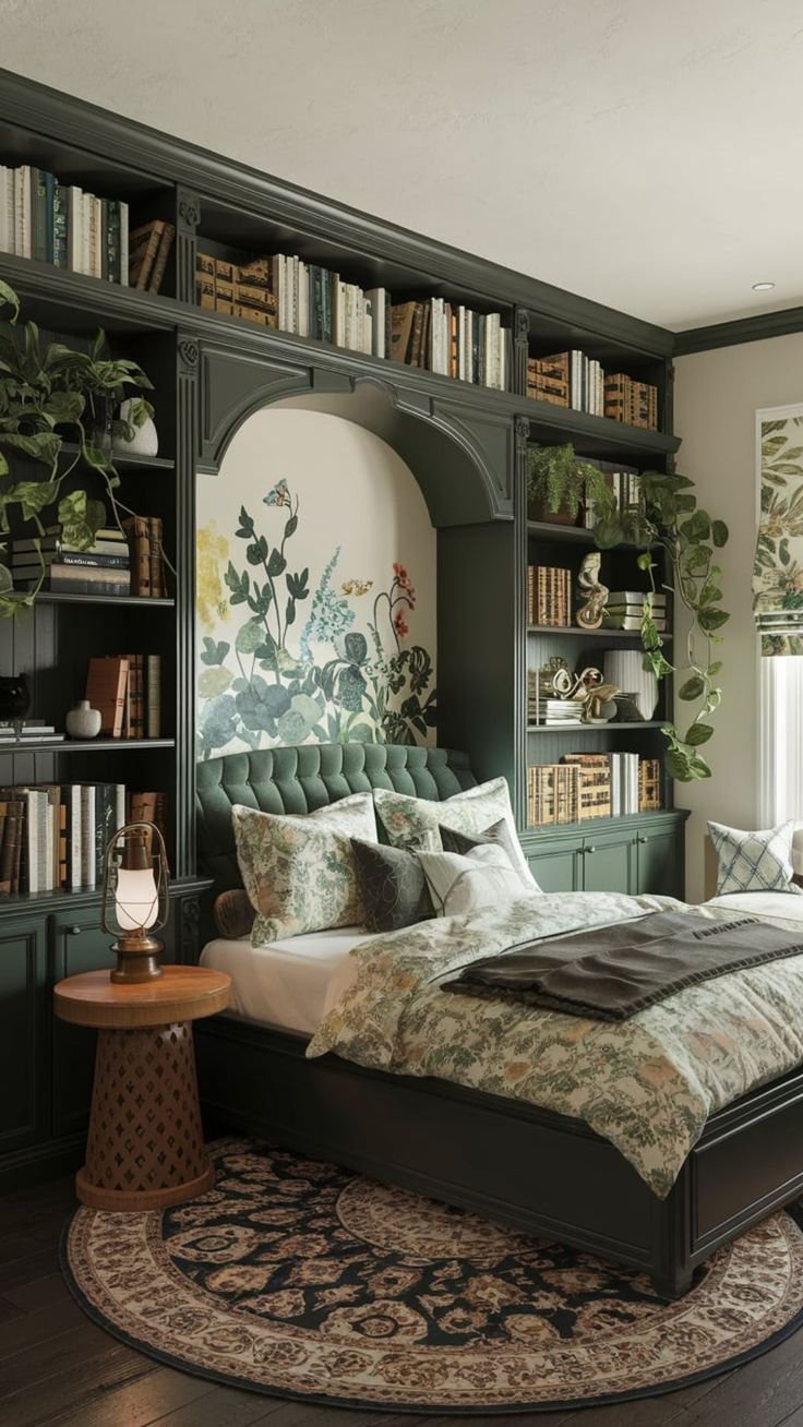 Moody Bedroom Embracing White Walls with Textured Walls