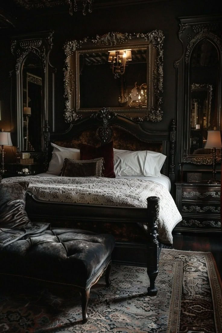  Dark Moody Victorian Bedroom Dark Floral Accents