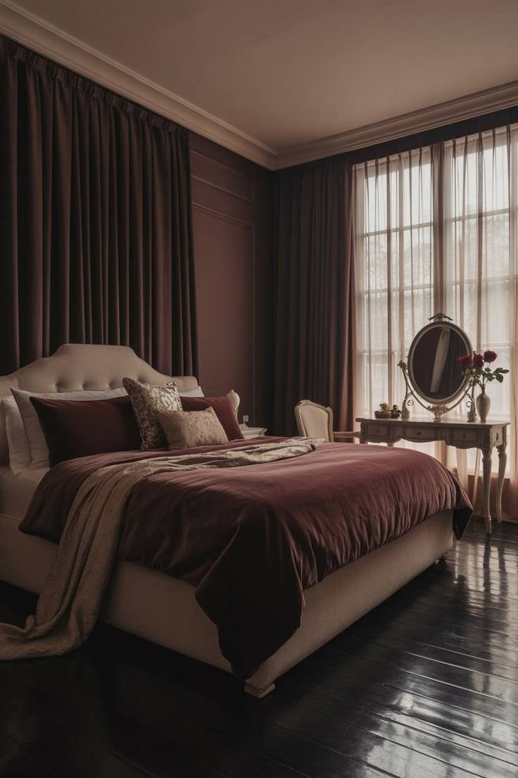 Moody Bedroom Embracing White Walls with Cozy Layers