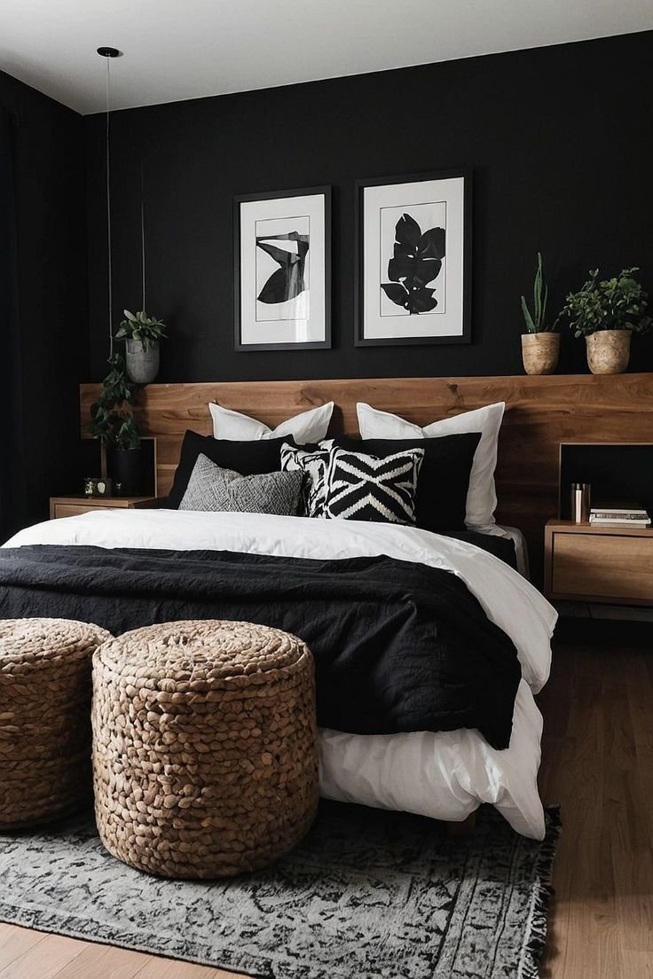 Moody Minimalist Bedroom Transformations Elegant Contrast