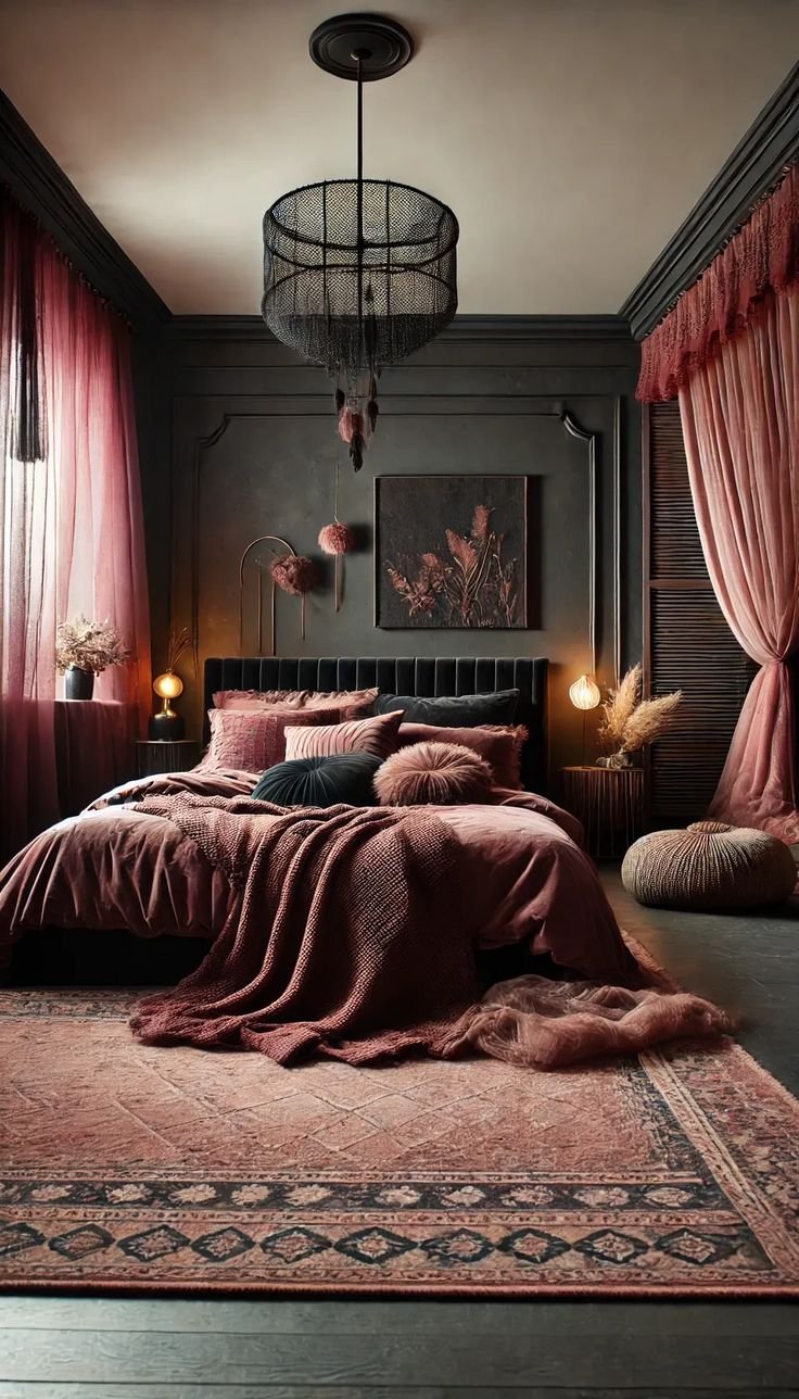 Moody Bedroom Curtains Blush Tones for Soft Romance