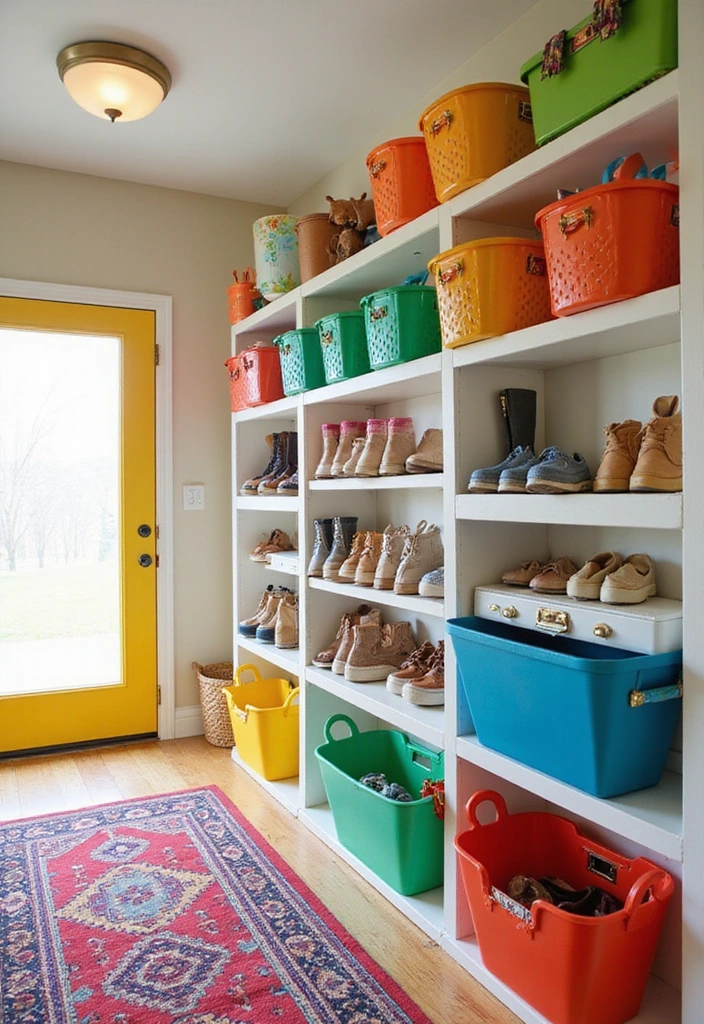 Color-Coded Shoe Storage in Shoe Storage Ideas 