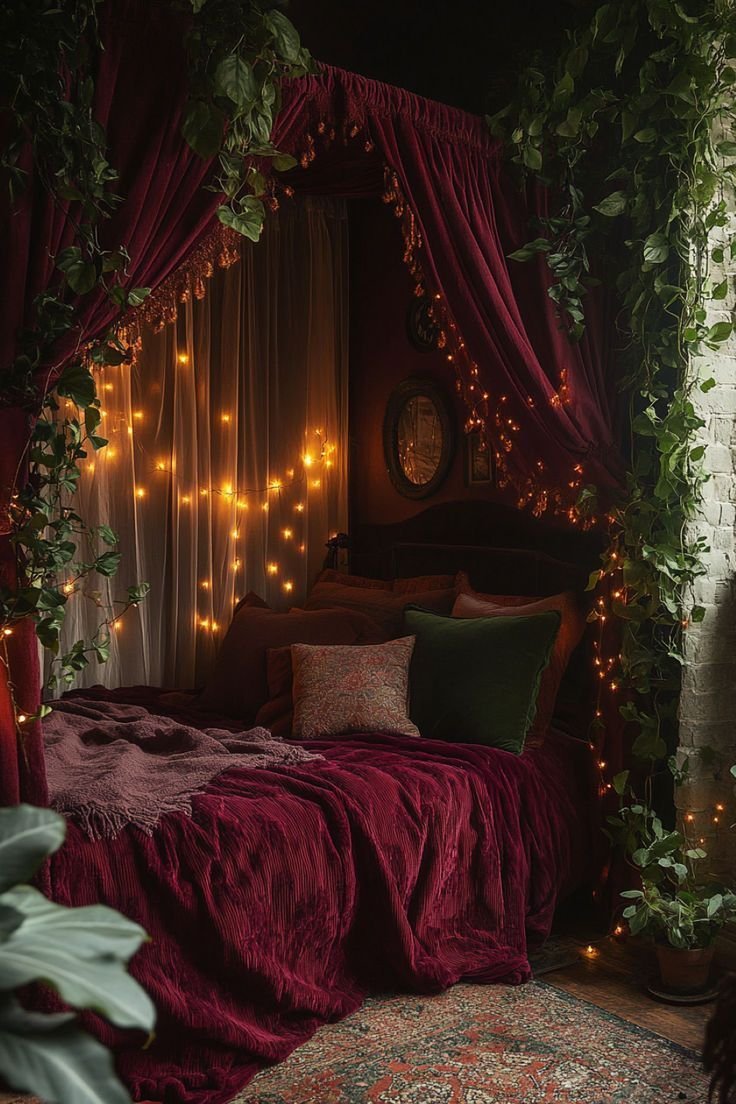 Moody Red Bedroom Light and Airy