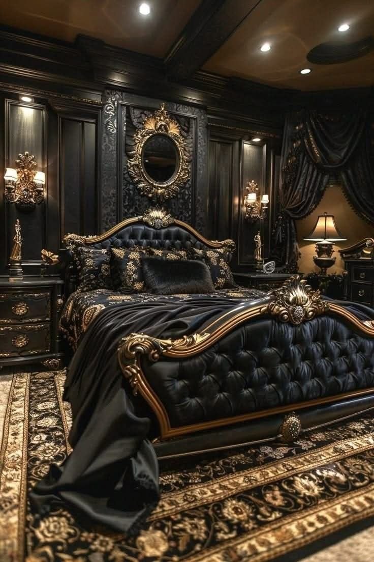  Dark Moody Victorian Bedroom  Layering Rugs