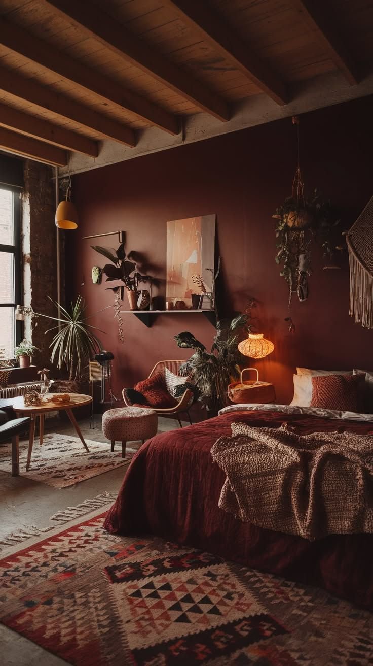 Moody Red Bedroom Bohemian Bliss