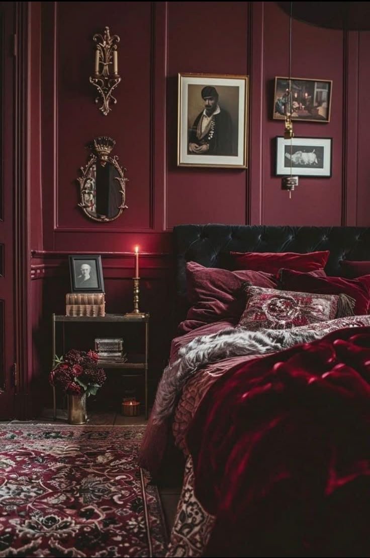 Moody Red Bedroom Dark and Dramatic