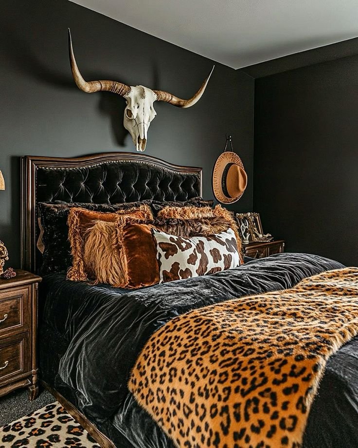 Moody Western Bedroom Southwestern Patterns