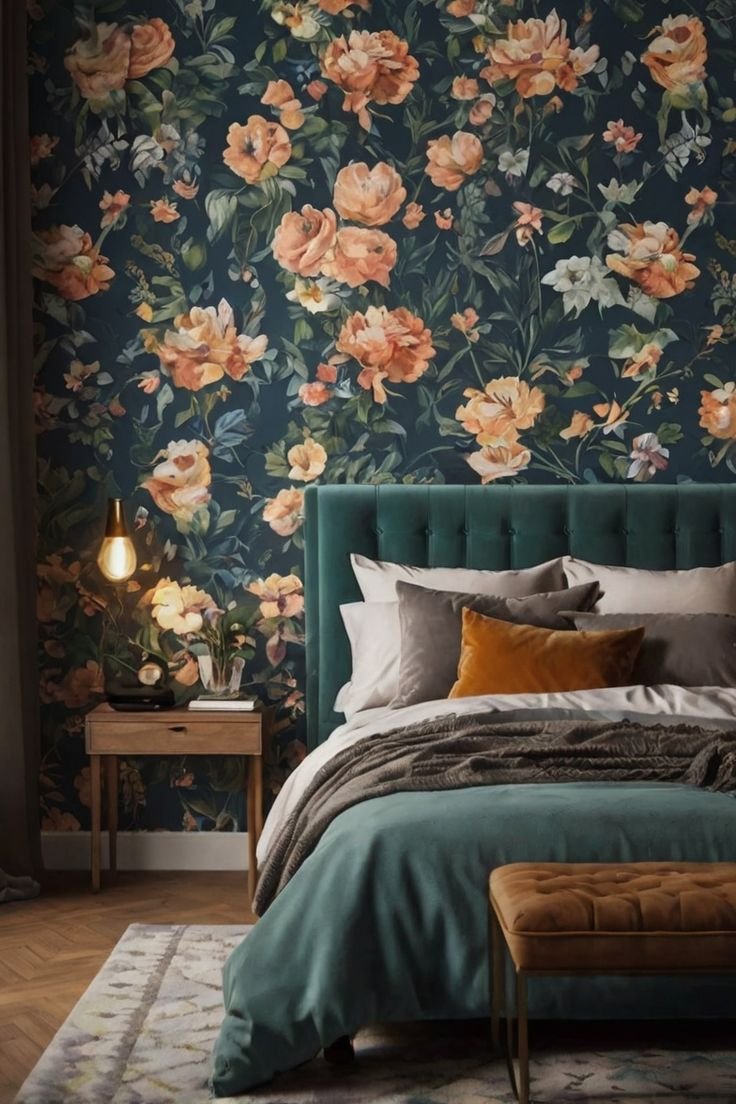 Dramatic Moody Bedroom Wallpaper Designs Vintage Charm