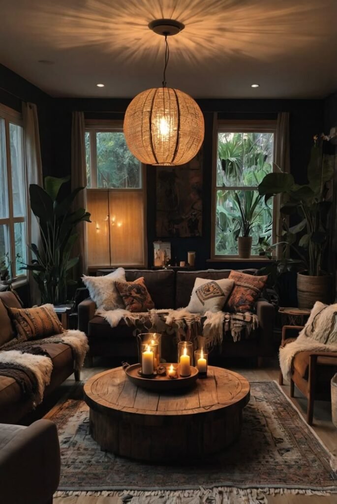 Cozy Reading Corner in a Dark Living Room