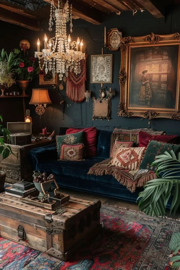 Dark Boho Living Room Vintage Glamour
