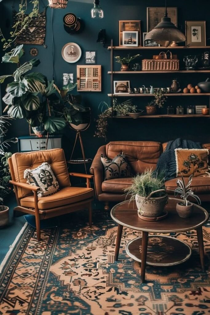 Dark Boho Living Room Eclectic Layering