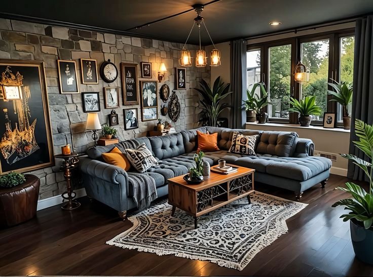 Mosaic Moody Eclectic Living Room Ideas