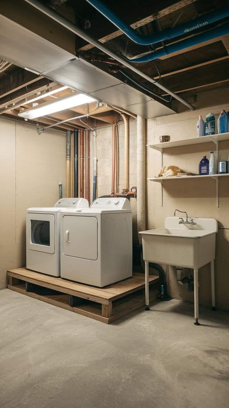 Small Basement Laundry Brighten Up Your Basement Laundry