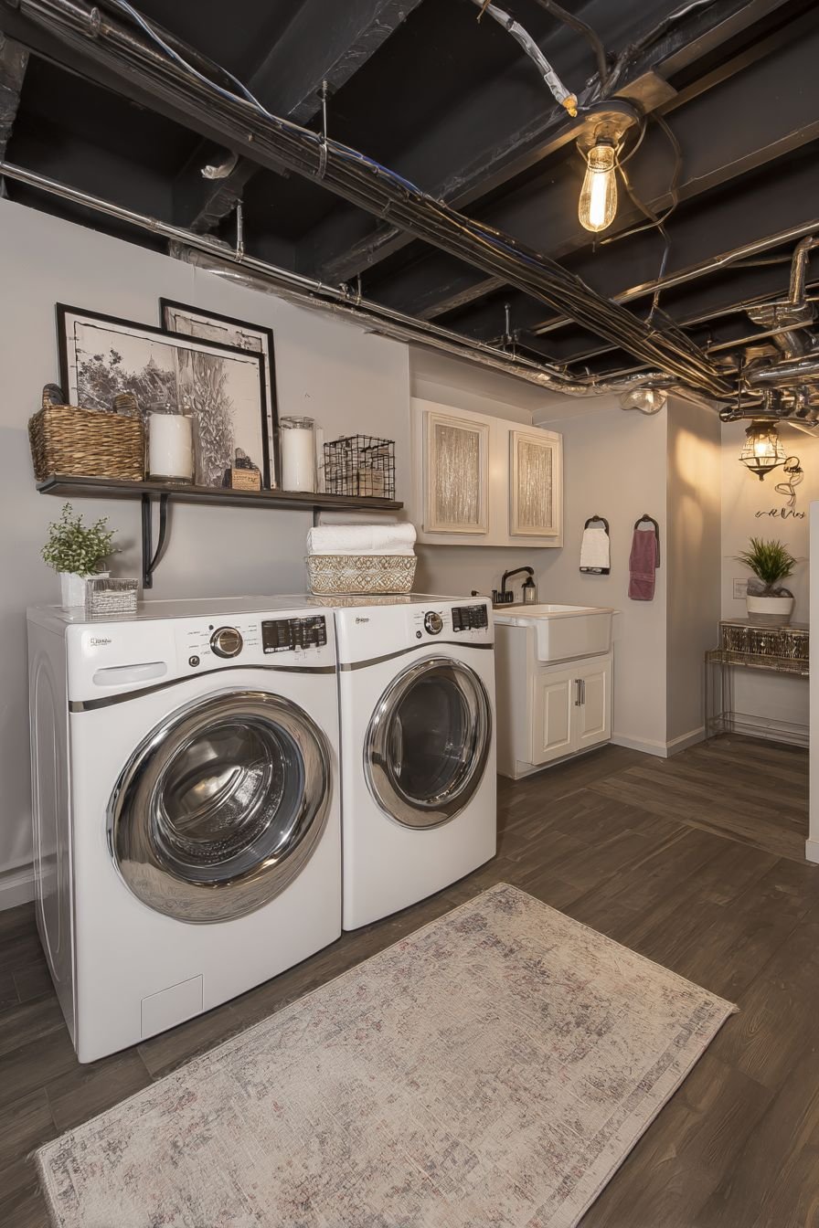 Small Basement Laundry Choosing Colors and Design