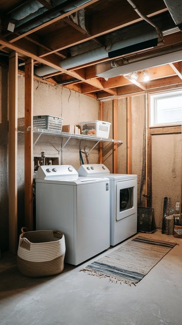 Small Basement Laundry Clever Storage Solutions for Tight Spaces