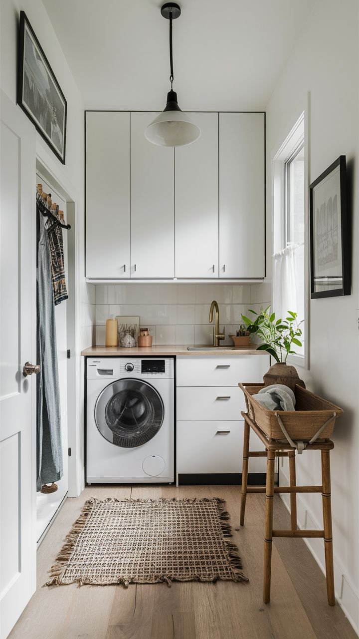 Small Basement Laundry Retractable Clotheslines