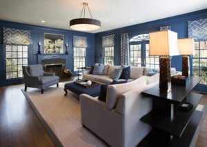 moody blue living room