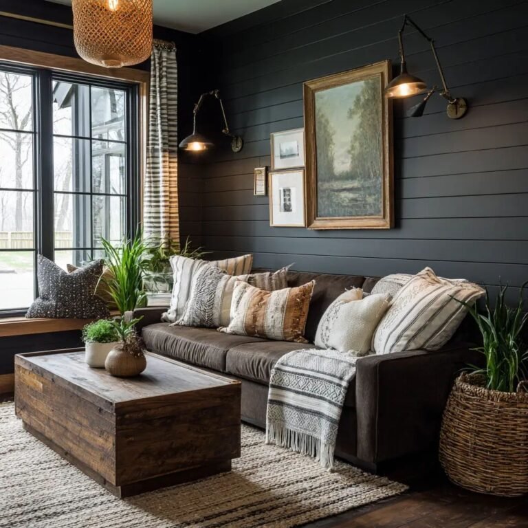 Cozy Moody Farmhouse Living Room Ideas