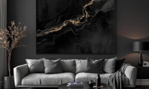 black wall decor living room