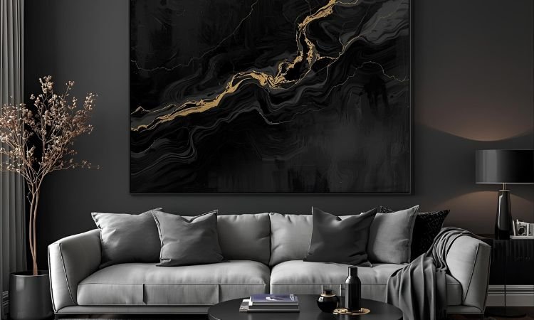 black wall decor living room