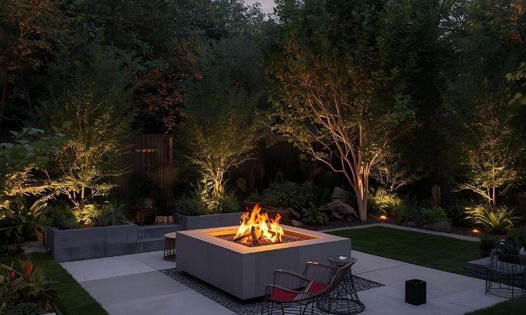 square fire pit ideas backyard