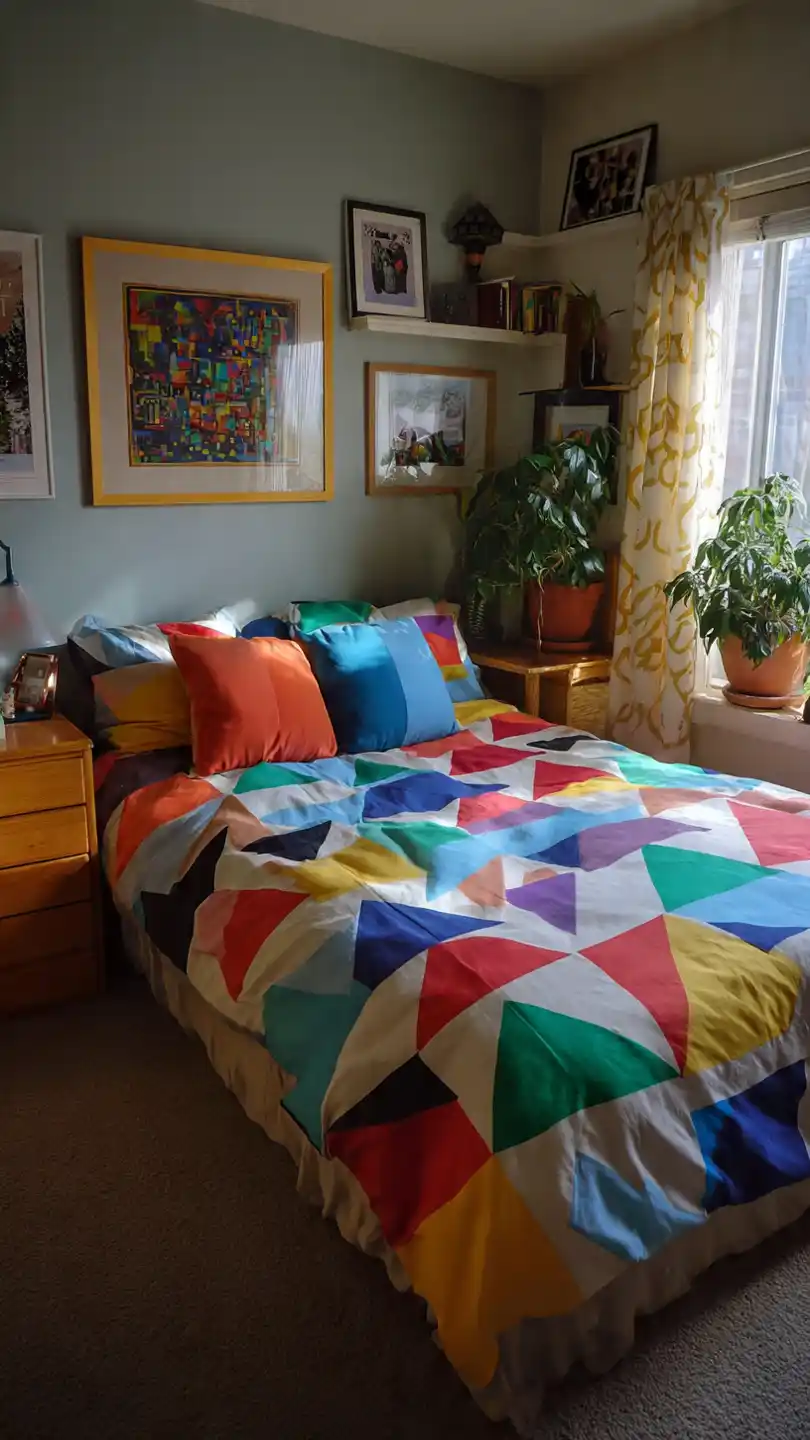 90s Teen Bedroom Bold Geometric Bedding