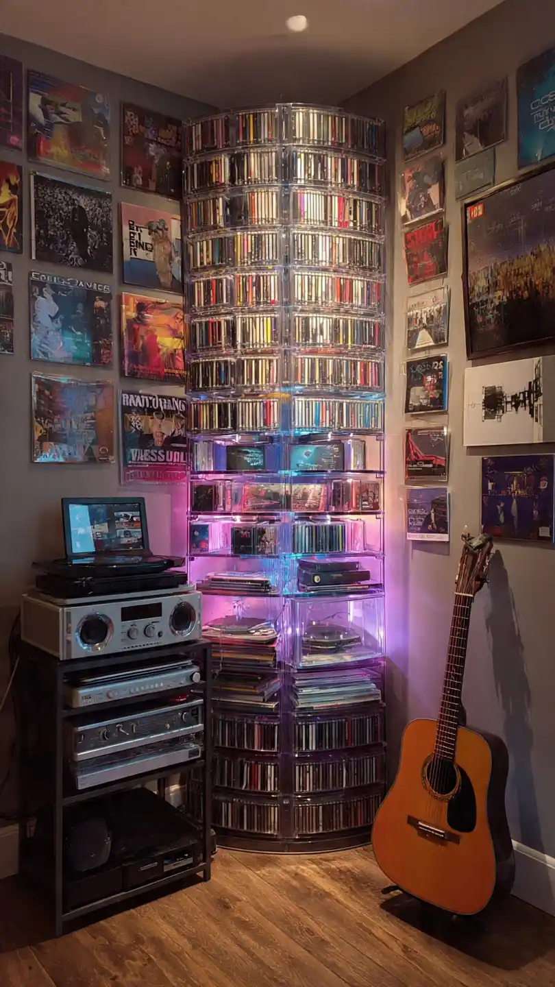 90s Teen Bedroom CD Tower and Music Display
