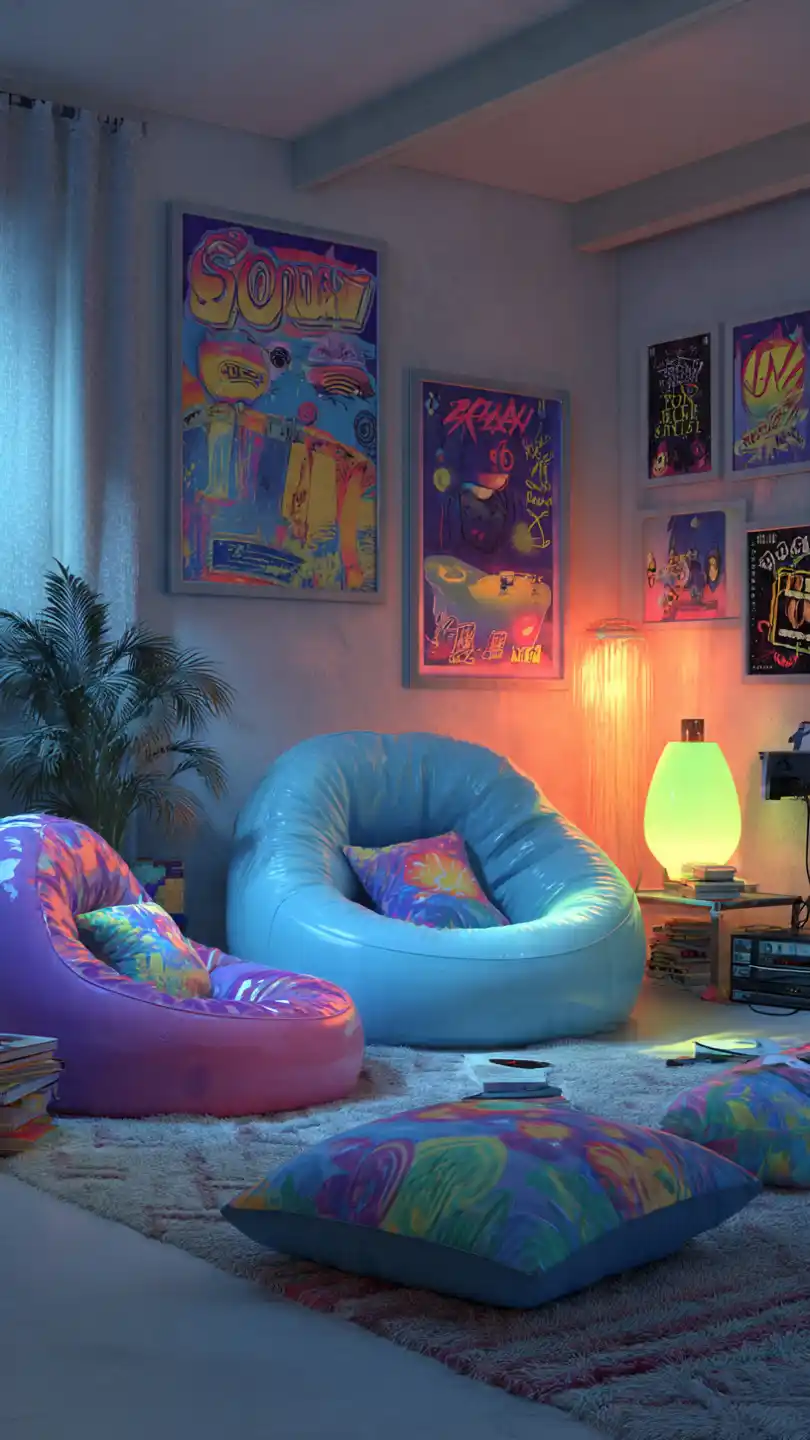 90s Teen Bedroom Inflatable Furniture Pieces