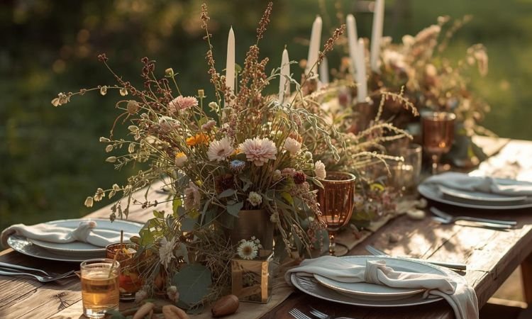 outdoor dinner table decor
