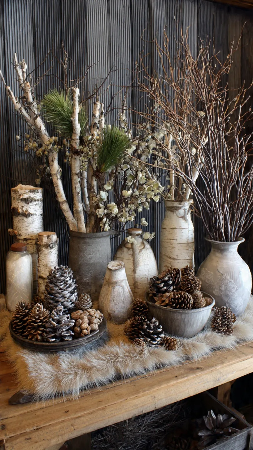 Winter Coffee Table Faux Fur Accent