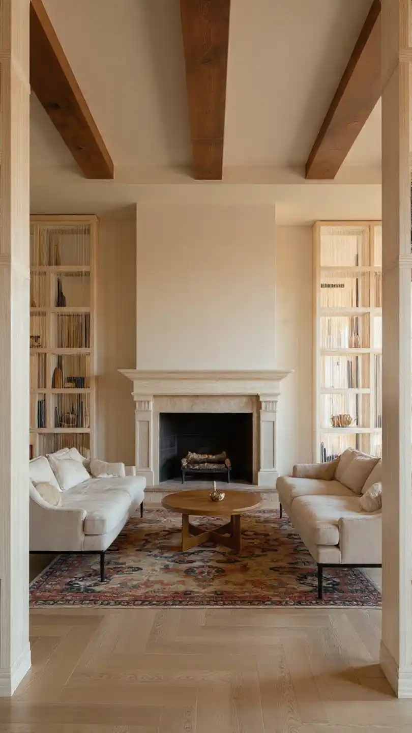 Living Room Partition Fireplace Feature Walls