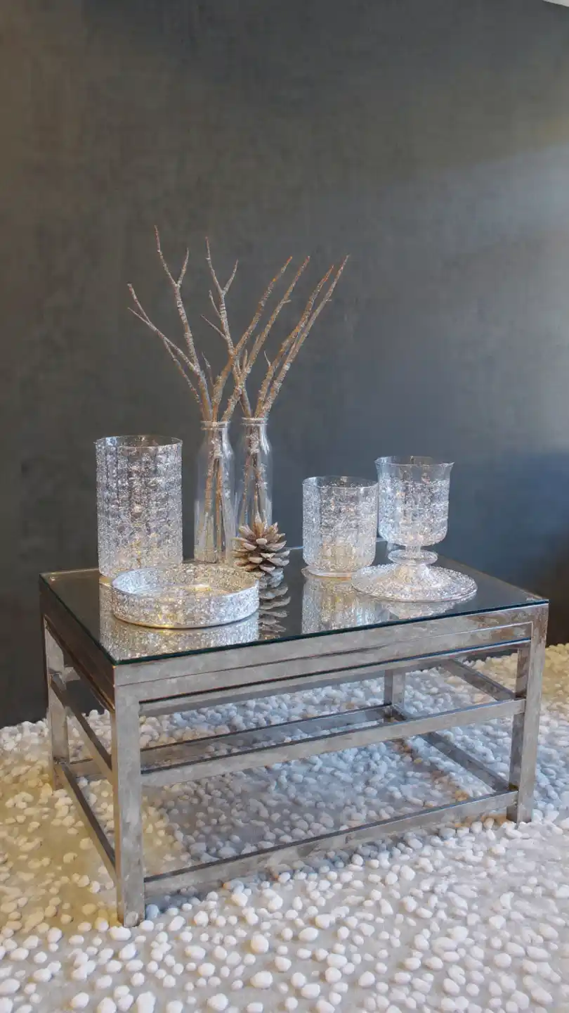 Winter Coffee Table with Mercury Glass Collection