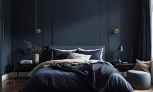 dark blue moody bedroom