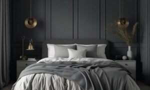 moody grey bedroom