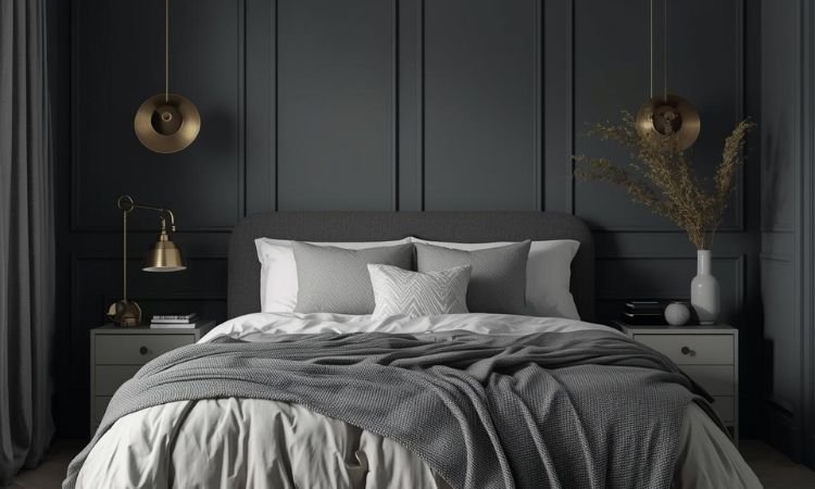 moody grey bedroom