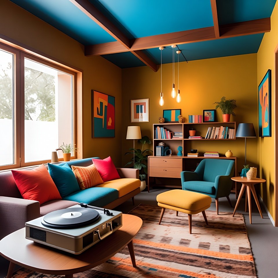 Colorful Mid Century Modern Living Room Ideas