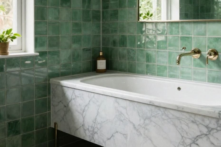 green tile bathroom ideas