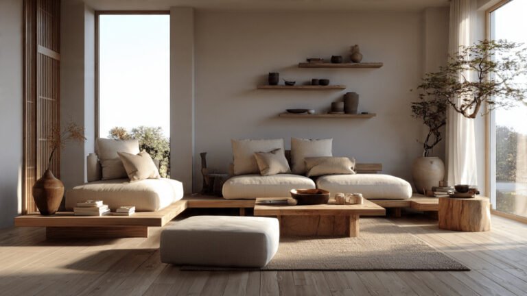 Serene Japandi Scandinavian Living Room Ideas for Calm & Timeless Homes