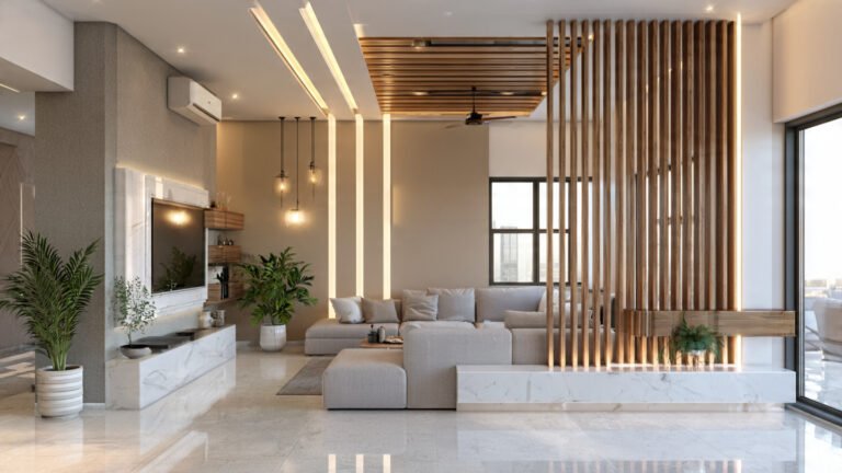 Space-Defining Hall Partition Living Rooms for Modern Homes
