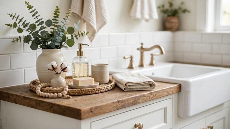27+ Farmhouse Bathroom Counter Decor Ideas to Refresh Your Space