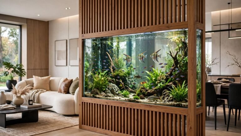 17 Living Room Partition Design with Fish Tank Ideas for Modern Homes