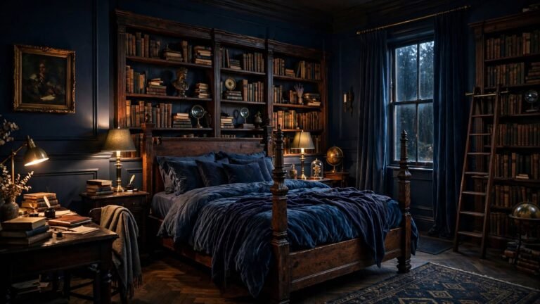19 Blue Dark Academia Bedroom Ideas for a Scholarly, Moody Retreat