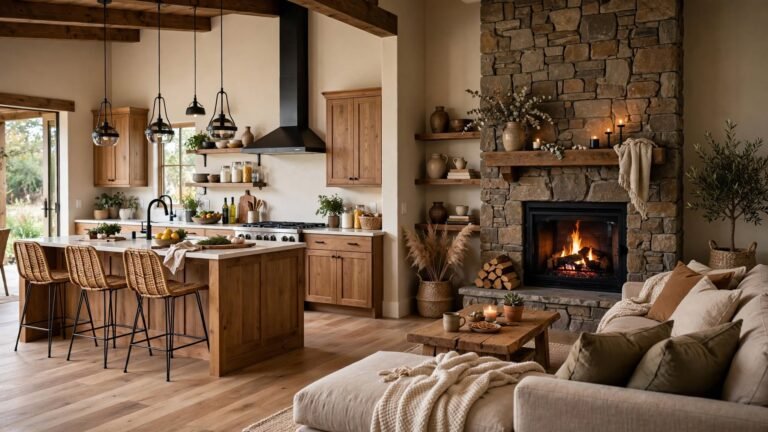 21 Open Kitchen and Living Room with Fireplace Ideas for Seamless Living